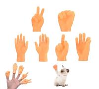 JJiaoLinin - Mini marionette da dito, 6 pezzi, con 6 gesti, per interazione uomo-animale domestico, forbici da roccia, in miniatura, giocattolo per scherzi per gatti e animali domestici