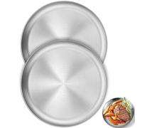 JJiaoLinin Piatti Campeggio, 2 Pezzi 20CM Piatti Rotonde in Acciaio Inox, Piatti in Acciaio Inox,Stoviglie da Tavola Portatile per Campeggio all'Aperto Piatto per Barbecue per Escursionismo,Picnic