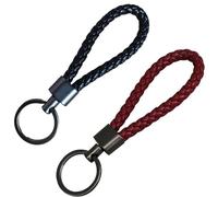 JJiaoLinin Portachiavi Auto, 2 Pezzi Portachiavi in Pelle, Portachiavi in pelle intrecciata, Portachiavi Uomo, Portachiavi Donna, per Auto, Moto, Biciclette E Portachiavi Casa (Nero e Rosso Scuro)