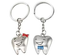 JJiaoLinin Portachiavi con Denti Sorrisi,2 pezzi Dentista Dente Appeso a Forma di Dente Dentale Carino Portachiavi Argentato a Forma di Dente di Lui e di Lei Keychains Portachiavi Coppia Vestito