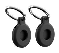 JJiaoLinin PortachiaviAirTag + Pellicola Protettiva Antigraffio, 2 Pezzi Custodia Porta AirtagCover, AirtagAccessori Spessisi CoverAirtag, Mini PortaAirtag, Secure Holder（Nero）