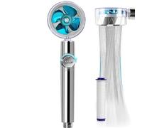JJiaoLinin Soffione Doccia,Soffione girevole a 360°,Doccino per Doccia ad Elica ad Alta Pressione,Risparmio Idrico Doccia,Doccetta con Funzione di Arresto,con 1 Elementi Filtranti in PP Cotone(Blu)