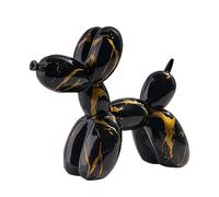 JJIW Ornamento a forma di cane a palloncino, scultura a forma di cane con palloncino, ornamenti per cani per tutti i tipi di case, resina, 21 x 8,6 x 17 cm (oro nero)
