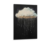 JJKKLB Stampa artistica da parete con nuvole e pioggia sognante, decorazione da parete scura minimalista, natura surreale, 1 poster decorativo su tela da parete e stampa artistica moderna per camera