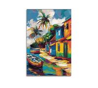JJKKLB Stampa artistica da parete con villaggio dei Caraibi, poster con paesaggio tropicale, arte da parete, 1 poster decorativo da parete su tela, stampa moderna per la camera da letto, 40 x 60 cm