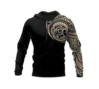 JJLLAZAD Felpa con Cappuccio Modello Tatuaggio Vichingo da Uomo con Stampa 3D Manica Lunga Street Hip Hop Casual Pullover Allentato Felpa Giacca Autunno,Amulet Hoodie,XL
