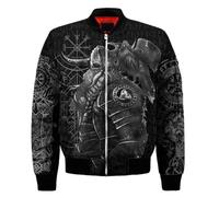 JJLLAZAD Felpa con Cappuccio Odin Uomo Corno Vegvisir Valknut Yggdrasil Estate Inverno Costumi Cosplay Vichinghi,Flight Jacket,L