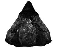 JJLLAZAD Felpa con Cappuccio Odin Uomo Corno Vegvisir Valknut Yggdrasil Estate Inverno Costumi Cosplay Vichinghi,Cloak,L
