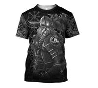 JJLLAZAD Felpa con Cappuccio Odin Uomo Corno Vegvisir Valknut Yggdrasil Estate Inverno Costumi Cosplay Vichinghi,Tshirt,L