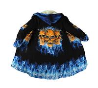JJLLAZAD Parka Invernale da Uomo in Cotone Vichingo, Cappotto con Teschio Nodo Incrociato con Stampa 3D Cappotto Casual Allentato Medio-Lungo retrò con Cappuccio,Blue Fire Skull,M