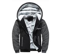JJLLAZAD Vichingo da Uomo Full Zip Soft Fleece Odin Raven Giacche Invernali Felpe con Cappuccio in Lana Calda E Spessa Felpa Cappotti,Black Gray,M