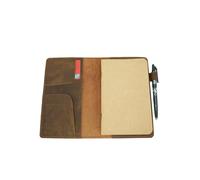 JJNUSA Copertina per blocco note in vera pelle invecchiata per note sul campo, quaderni neri, 12,1 x 19,1 cm, rilegatura a spirale, 56 settimane, planner nero, quaderni di gioco, 5E, colore marrone