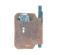 JJNUSA Organizzatore per guaina in vera pelle, custodia per cintura in pelle EDC per uomini, supporto per cintura Mini tasca in pelle, porta torcia elettrica, portapenne, fondina per guaina coltelli