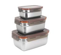 JJoexyfit Contenitore per alimenti con coperchio, in acciaio inox, ermetico, a tenuta stagna (550 ml+1100 ml+1900 ml)