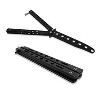 JJOnlineStore - Coltello a farfalla a serramanico in acciaio INOX opaco, pratico per fare sport come trekking outdoor e indoor, lama sicura (nero).