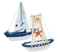 JJQHYC 2 Pezzi Decorazione Marinaro Barca a Vela Ornamenti Marittimi Barchette Modello di Nave a Vela Piccole Barche per Bagno Camera da letto