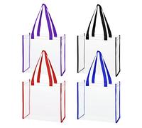 JJQHYC 4 Pezzi Borsa Trasparente da Viaggio Borsa da Spiaggia PVC Borsa Trasparente Approvata Dallo Stadio Borsa Trasparenti Borsa Trasparente Donna Lavoro