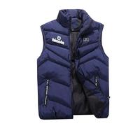 jjqnkjxc Gilet senza maniche da uomo imbottito caldo - Bi-m.o_ta Cappotto esterno leggero con collo alto - Giacche casual plus size per autunno-inverno, blu, XXL