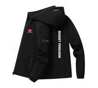 jjqnkjxc Massey-Ferguson - Giacca da uomo con cappuccio, fodera in pile spessa e antivento, calda e confortevole, per autunno e inverno, Nero Fleece, M