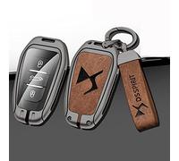 JJRY Auto Custodie Chiavi per DS DS7 DS5 DS6 DS9 New Energy DS4 Portachiavi Auto Protettiva Custodie Cover Decorativi Accessori,Grey Brown Set
