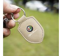 JJRY Auto Portachiavi per Alfa Romeo Giulia Stelvio Portachieve Catena Chiave con Logo Auto Accessori,Beige Style