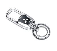 JJRY Auto Portachiavi per Mitsubishi Outlander ASX Portachieve Catena Chiave con Logo Auto Accessori,Bright Silver