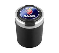 JJRY Portacenere Auto, per Saab 9-3 9-5 93 9000 900 9-7 600 99 9-X 97X Turbo X autoestinguente Antiodore posacenere Portatile Facile Pulizia Staccabile con Coperchio,Black Style