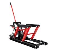 JJsdwin Sollevatore per moto da 680 kg, sollevatore per moto, con ruote e maniglia, sollevamento idraulico per moto da strada, moto da spiaggia e moto d'avventura, rosso