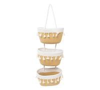 JJSQYLAN Cestino da appendere sopra la porta, a 3 ripiani, piccolo, in cotone intrecciato, da appendere alla parete, organizer decorativo da appendere, per la cameretta dei bambini, stile bohémien