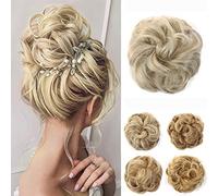 JJstar Chignon per capelli ricci e mossi, accessori per donne e ragazze, chignon sintetici, biondo cenere pallido