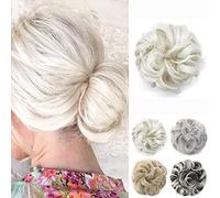 JJstar Chignon per capelli ricci e mossi, accessori per donne e ragazze, chignon sintetici (biondo platino)