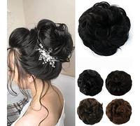 JJstar Chignon per capelli ricci e mossi, accessori per donne e ragazze, chignon sintetici, colore nero sporco
