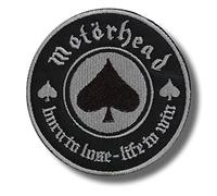 JJTEXTIX Toppa ricamata termoadesiva a tema Motorhead, 1 pezzo, 8-10 cm, Heavy Metal, Musica, Patch ricamata, Emblema Termoadesivo