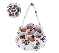 JJUNW 1 cestino per la raccolta di uova, porta uova di gallina in fattoria con 7 sacchetti, borsa portatile per uova per raccogliere uova fresche, casalinghe da giardino, trasporto (gallo maculato)