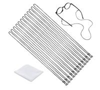 JJUNW 12 pezzi fascia per occhiali, cinturino universale nero con 1 panno in microfibra per la pulizia, catena per occhiali da sole e occhiali da lettura