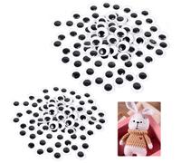 JJUNW 200 occhi oscillanti, autoadesivi, 15 mm + 20 mm, per fai da te, occhi oscillanti, rotondi, in plastica, nero, bianco, per fai da te, scrapbooking, artigianato, accessori per bambole