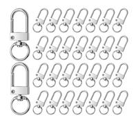 JJUNW 30 portachiavi a moschettone, moschettone con giunto girevole, chiusura a moschettone con anello a D girevole a 360°, in acciaio inox, per portachiavi fai da te (argento)