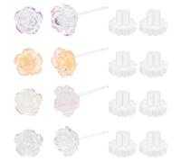 JJUNW 4 paia di orecchini in plastica a forma di rosa, ipoallergenici, trasparenti, a forma di fiore 3D, 4 stili di orecchini in plastica chirurgica per orecchie sensibili, orecchini da donna