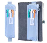 JJUNW Portapenne per notebook, astuccio piccolo con fascia elastica regolabile, cerniera, per diari e quaderni (blu)