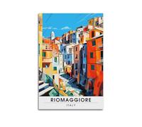 JJUPUV Riomaggior - Poster vintage su tela, motivo: viaggi italiani, decorazione artistica da parete, decorazione moderna, 50 x 75 cm