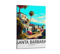 JJUPUV Stampa artistica da parete su tela, motivo: Santa Barbara California, vintage, stampa artistica da parete, decorazione moderna per camera da letto, 60 x 90 cm