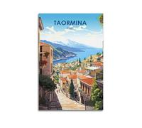 JJUPUV Taormina Italy - Poster vintage da appendere alla parete, decorazione per la casa, per camera da letto, decorazione estetica per camera da letto, 60 x 90 cm