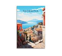 JJUPUV Taormina Italy - Poster vintage da parete, stampa su tela, decorazione per camera da letto e soggiorno, 20 x 30 cm