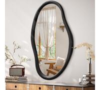 JJUUYOU Specchio irregolare nero asimmetrico in legno specchio da parete 85 x 55 cm grande specchio decorativo da parete per bagno spogliatoio soggiorno