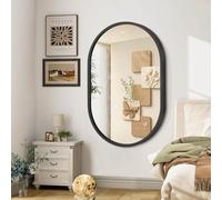 JJUUYOU Specchio ovale con cornice in metallo nero specchio da bagno per parete 50 x 71 cm opaco per camera da letto specchio da toeletta rustico in vetro temperato antiruggine da appendere