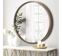 JJUUYOU Specchio rotondo in metallo, montaggio a parete, specchio da bagno per trucco, toeletta, specchio per bagno, soggiorno, camera da letto, caffè