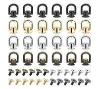 JJWNMLL 24 pz 4 Colori D-Tipo Round Head Rivet Studs Hanging Fibbia Rivet DIY Leathercraft Craft Rivet con Anello, per Borsa Portafoglio Phone Case Decorazione, con Scatola di Immagazzinaggio
