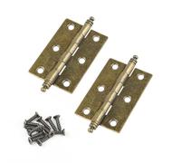 JJWNMLL 2Pcs Antique Cabinet Hinges,63mm×43mm Bronze Folding Butt Hinges with Ball Ends for Furniture Cupboard Retro Wooden Box Jewelry Box (2pcs)