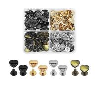 JJWNMLL 48pcs 4 Colori Rivetti per Cuoio 10mm Nero brillante a forma di cuore decorativo rivetto dell'indumento Rivet utilizzato per borse, collare, cintura, vestiti, borsa, borsa, fai da te Crafts