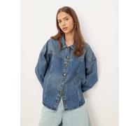 JJXX - Camicia giacca di jeans blu medio con cuciture 34